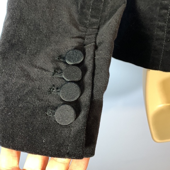 Talbots black velvet riding coat blazer size 8 petite 1 button button pockets - Picture 5 of 10